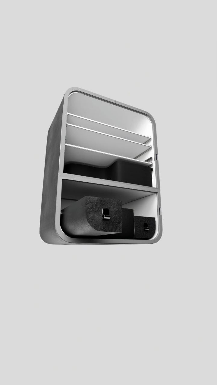 Modular components assembled into the bag's interior architecture